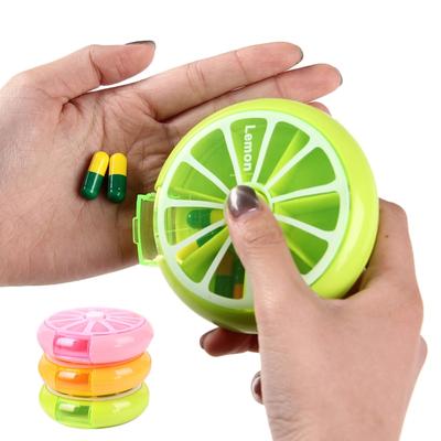 Περιστρεφόμενο δοχείο χαπιών 7 ημερών Lemon Pill Box Splitter Pill Organizer Medicine Box Travel Dispenser Pillbox Health Care Tools
