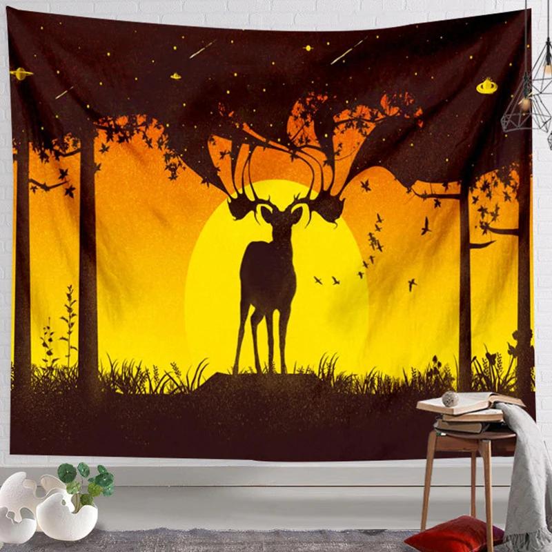 Christmas Elk Deer Tapestry Wall Decor Aesthetic Tapestry Home Decoration College Dorm Room Decor Art Tapestry Wall Hanging Decor