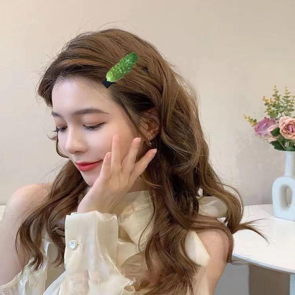 

Mini Food Side Bangs Clip Cauliflow Funny Barrette Creative Vegetable Hair Clip Female white radish