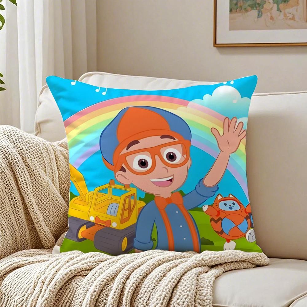 Educational Cartoon AABC Blippiing Cushion Cover Linen Pillowcase Soft for Sofa Bed Home Room Decor