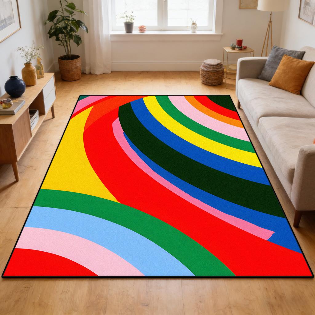 Dopamine Color Abstract Style Living Room Carpet Decoration Home Sofa Area Soft Rug Children Bedroom Non-slip Crawling Mat Floor