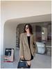 Damen Oversized Khaki Casual Blazer - Koreanischer Stil, Lockere Passform, High-End Nischenmode