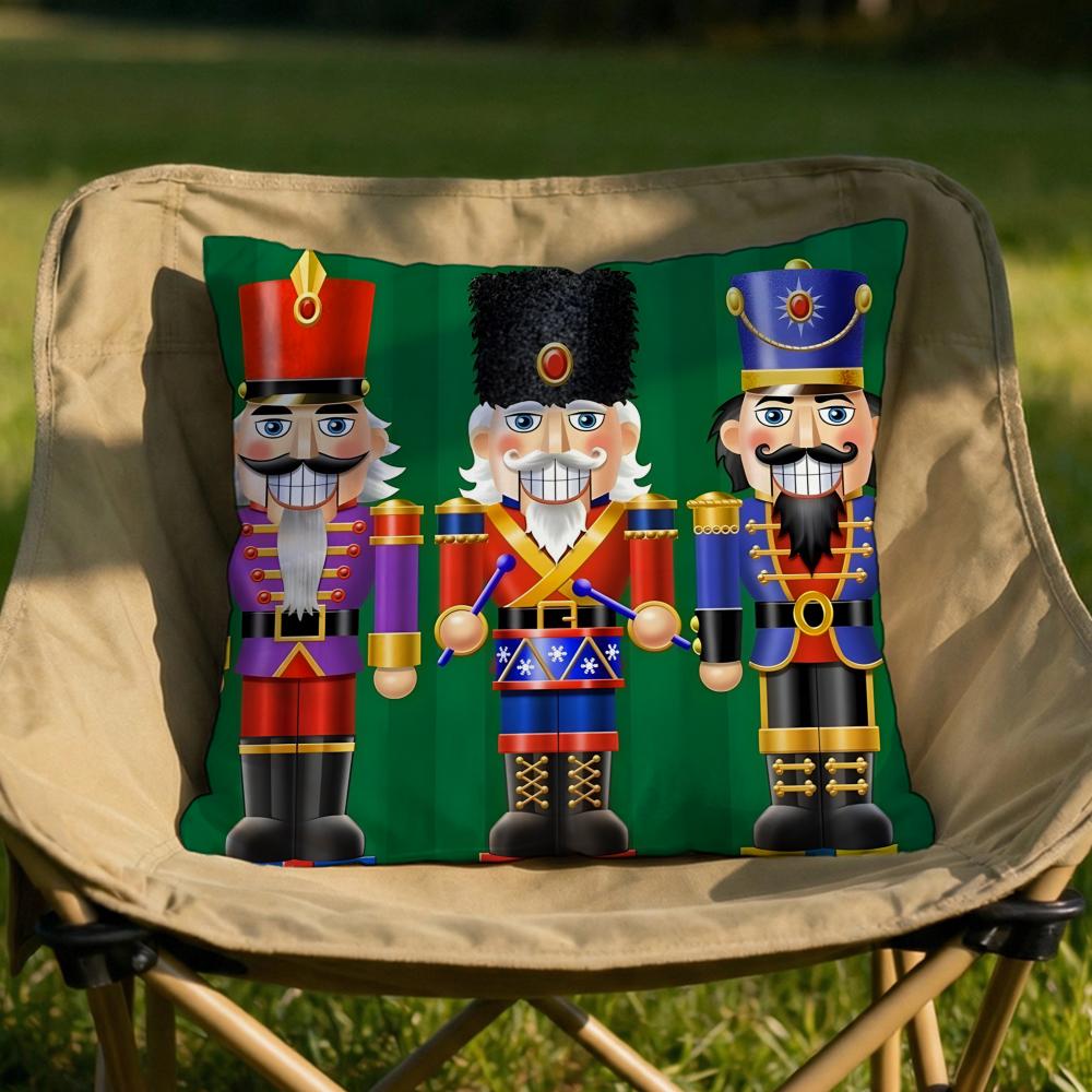 Figure NNutcracker Doll Cushion Cover Soft Reversible  Durable Pillow Cover  MultiScene Use for Home  Car Daily Comfort