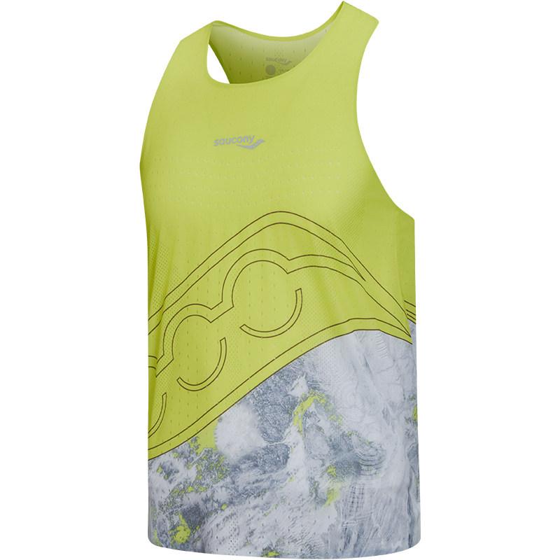 Saucony Slim Fit Lightweight Moisture Wicking Antibacterial U-Neck Running Tank Men tank tops SA2269TK31R-PR273 L