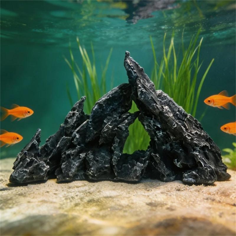 Realistic Resins Aquariums Rock Decoration Fish Tanks Natural Landscape Hand Painting Artificial Stone Ornament