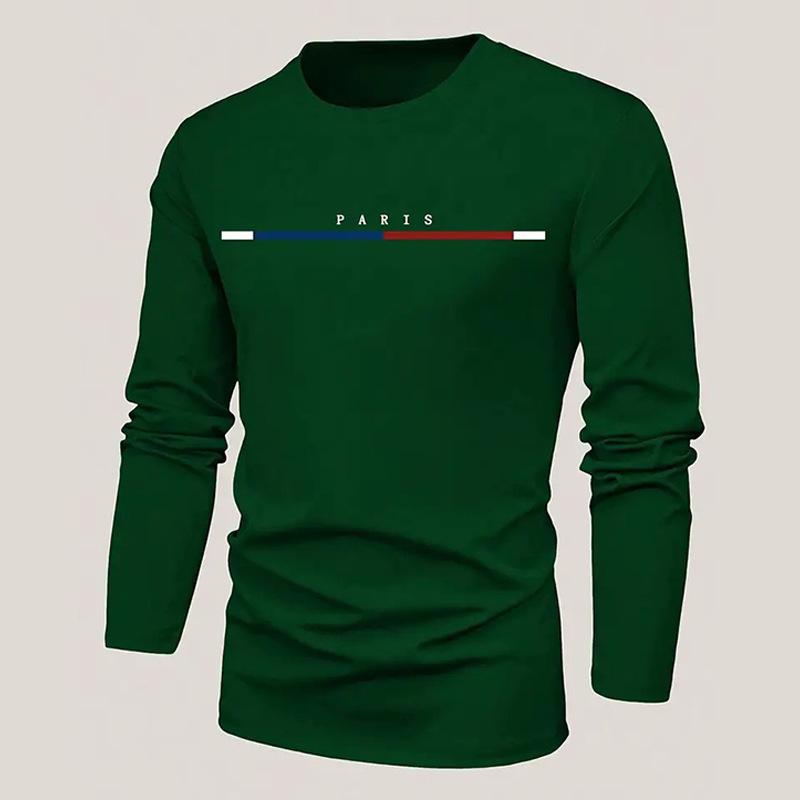 Spring Men's,Men's Letter Printing,Men's Long Sleeve,Trendy Round Neck New Casual T-Shirt