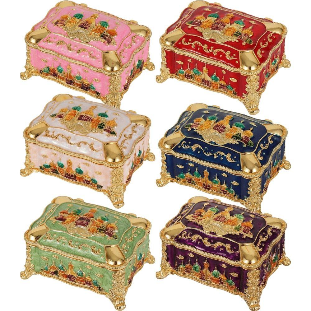Embossed Castle Jewelry Storage Box Mini Portable Ring Storage Jar Gifts For Friends