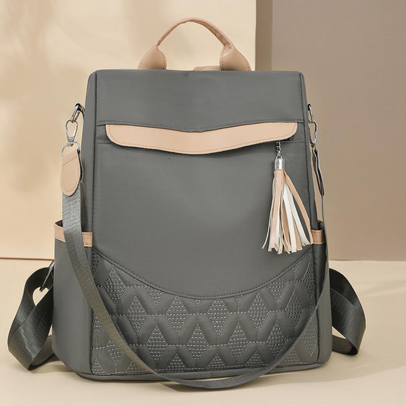 Mochila con Borlas para Mujer Mochila Patchwork de Nailon