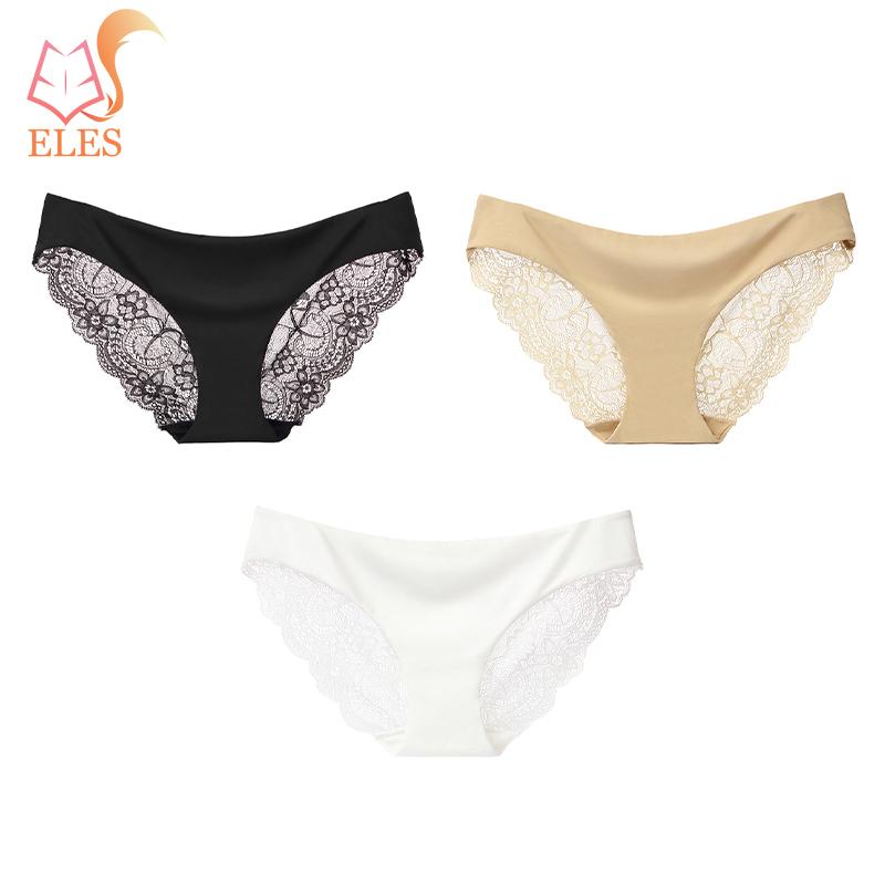 3PCS Women's Sexy Lace Panties Seamless Cotton Crotch Breathable Low-Rise Lingerie Underwear Comfortable Underpants