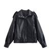 Kaslead New Women clothes Western Style Fashion Drop Shoulder Texture Leather jacket Outerwear 2969064