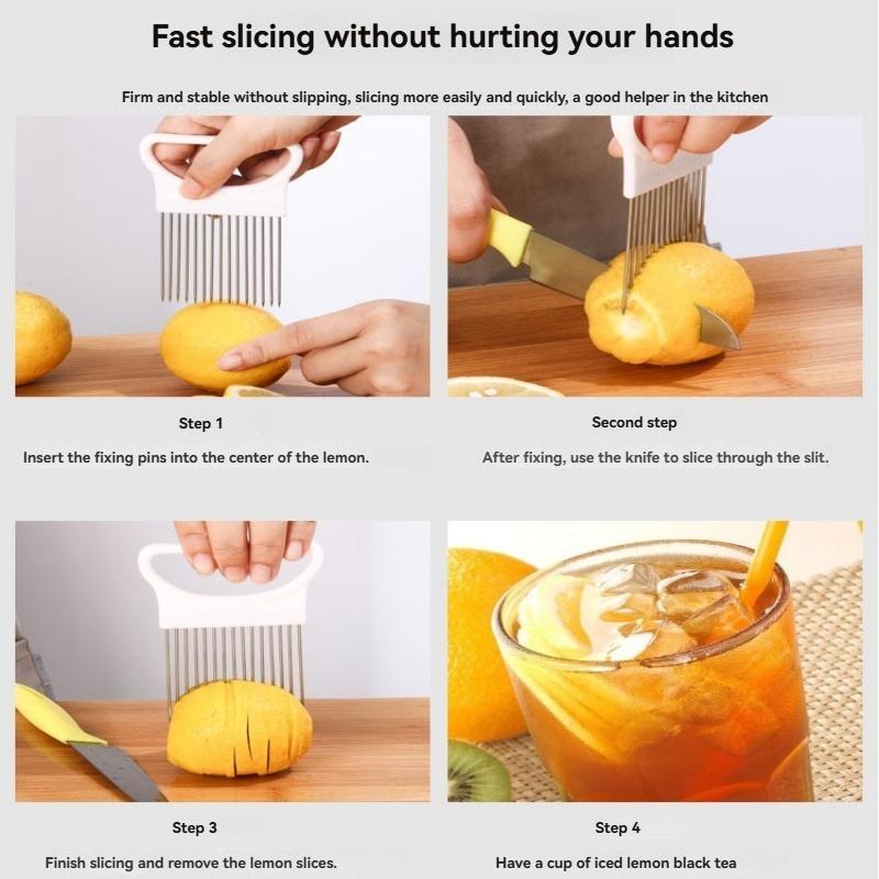 2 Pcs Onion Cutting Helper, Kitchen Vegetable Cutter, Meat Tenderizer Needle, Slicer, Hand-Protected Onion Cutting Needle