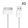 Lot 2 Cables USB [Compatible iPhone 4 - 4S - 3G - 3GS] Chargeur Blanc 1 Metre [Phonillico®]