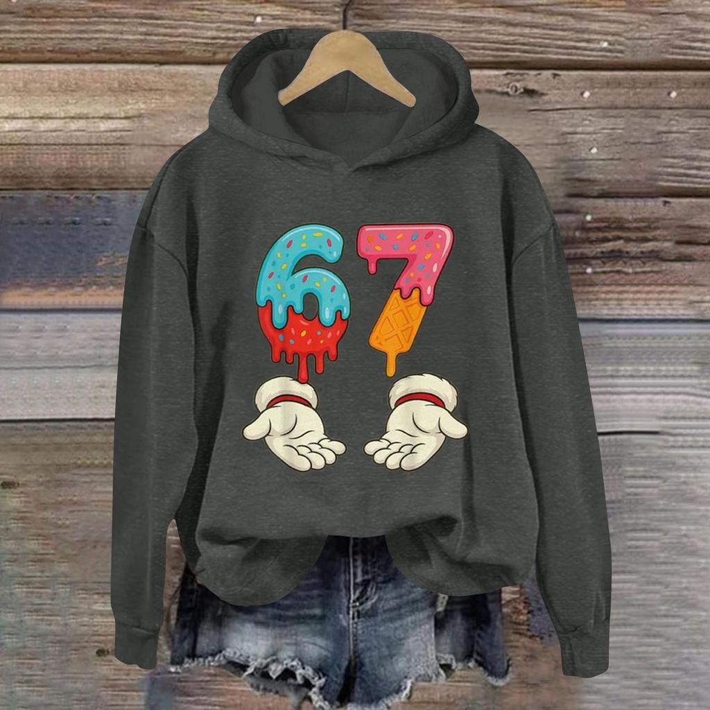 Damen Modisches Lässiges Langärmliges Bedrucktes Kapuzensweatshirt