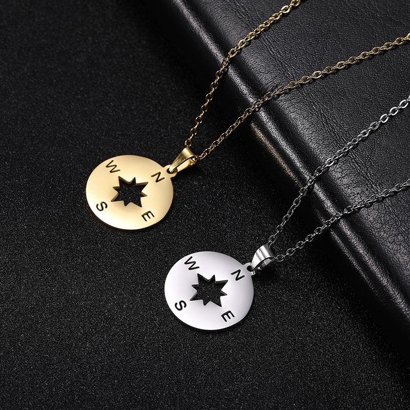 Cazador Round Compass Pendant Necklace Gold Color Stainless Steel Necklaces for Women Men Jewelry 2026 Birthday Gift Wholesale