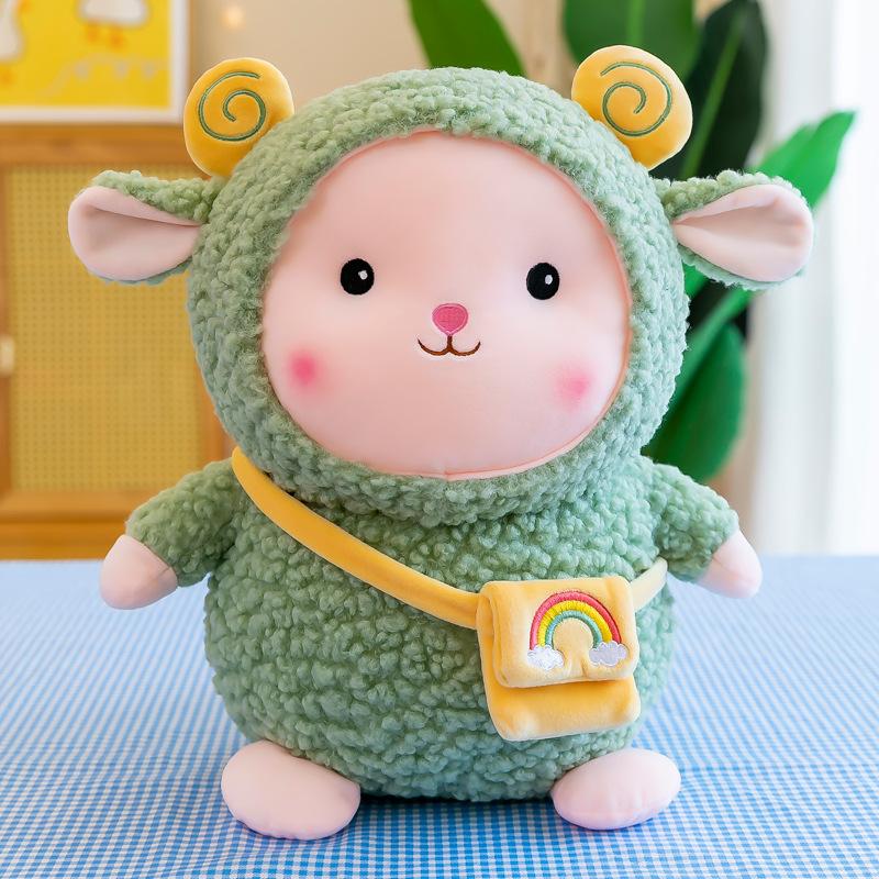 Cute Lamb Plush Toy Rainbow Sheep Doll Girl Sleeping On Bed Pillow Rag Doll Birthday Gift
