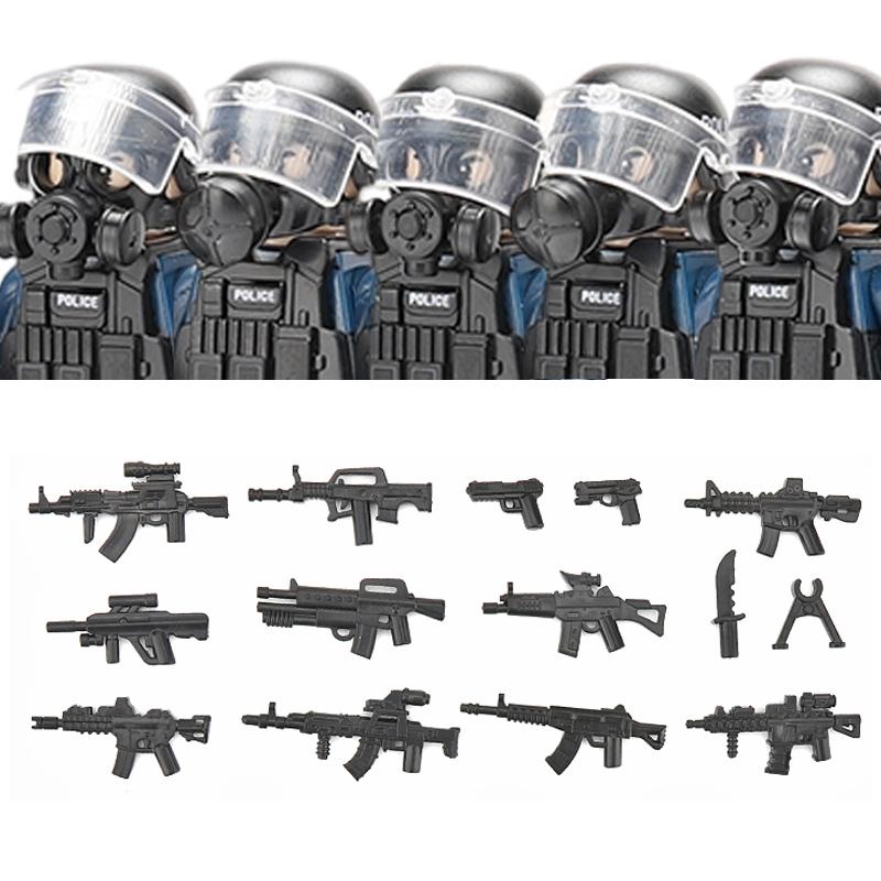 Polizia Cittadina Cina Forze Speciali Blocchi di Costruzione Soldato d'Assalto Figure SWAT Maschera Difesa Gas Armi Militari Mattoncini Giocattoli Bambini