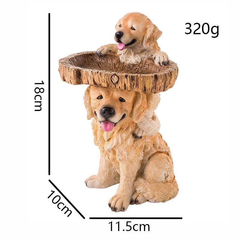 Animal  Wooden Stake Statue Resin Bird Feeder Garden Decoration Raccoon Fox Dog Sculpture Crafts Home Courtyard Ornaments
