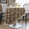 Față de masă rotundă florală cu ciucuri Diametru – Design jacquard din poliester albastru deschis, Dantelă decorativă și detaliu cu franjuri pentru cină