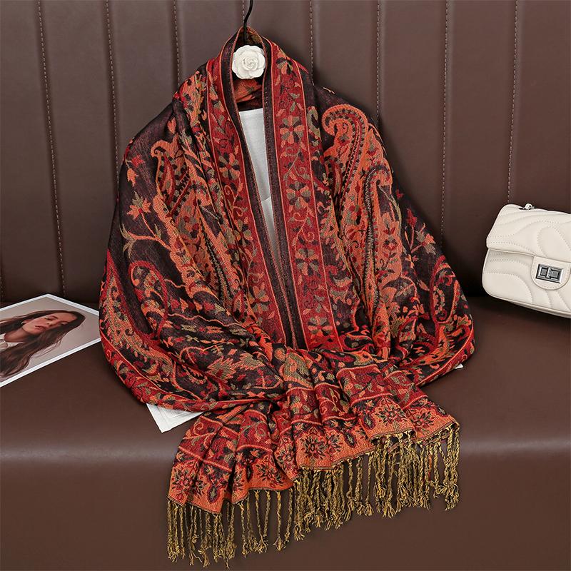 Luxury Brand Autumn Cashmere Pashmina Shawl Lady Wrap Warm Winter Scarves Design Print Female Foulard Cotton Stoles Scarf