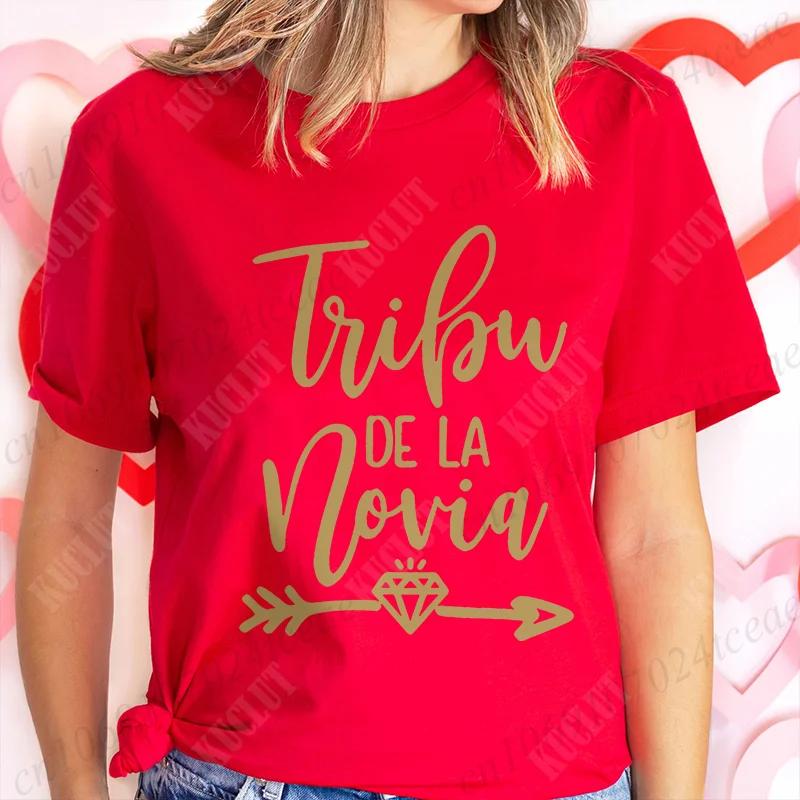 Team Bride Tribe T-Shirt Junggesellinnenparty Shirt für Spanische Brautparty Hochzeitsfeier Oberteile Brautjungfer Kurzarm T-Shirts