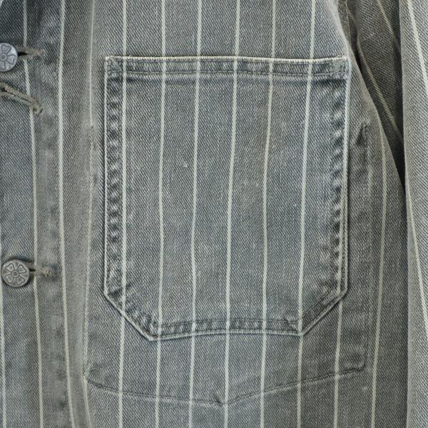 OZONE ROCKS made in Japan stripe Denim Jacket L Gray Men's Used