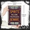 1pc Putuo Decor Vintage Halloween Metal Tin Sign - Spooky Gothic "Spirits Welcome Trespassers Beware" Wall Decor with Dark Backg