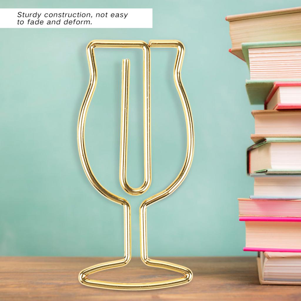 10pcs Gold Electroplating Metal Goblet Shaped Paper Clips Funny Cute Book S for   School Stationery