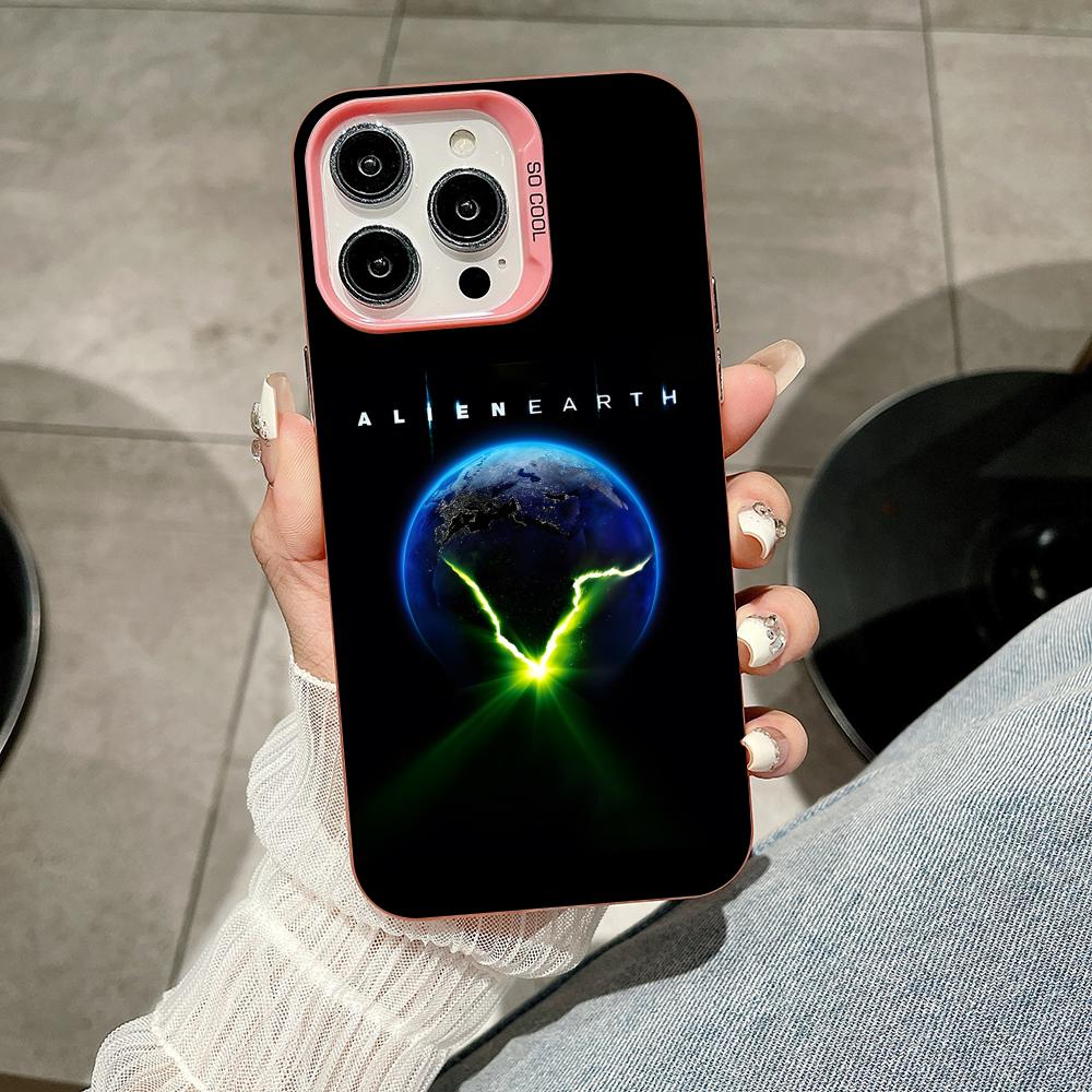 

Alien Earth Mobile Cell Phone Case for iPhone 17 16 15 14 13 12 11 X XR XS 8 7 Air Pro Max Plus Translucent Pink Colorful Cover iPhone 14 Pro Max