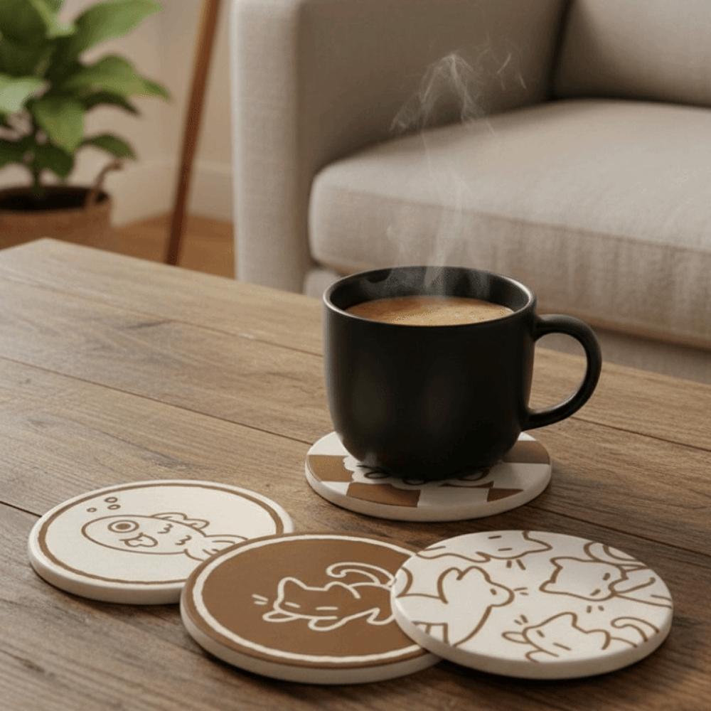 Non-slip Diatom Mud Coaster Round Insulation Pad Cute Cup Mat Coffee Mug
