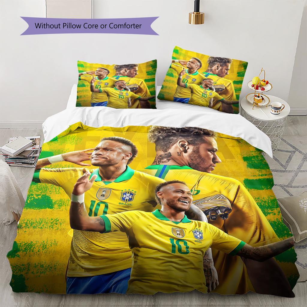 Neymar Pattern Bedding,Quilt Set Quilt Cover Pillowcase Home Birthday Gift(1 * duvet cover + 2 * pillowcase, without core)