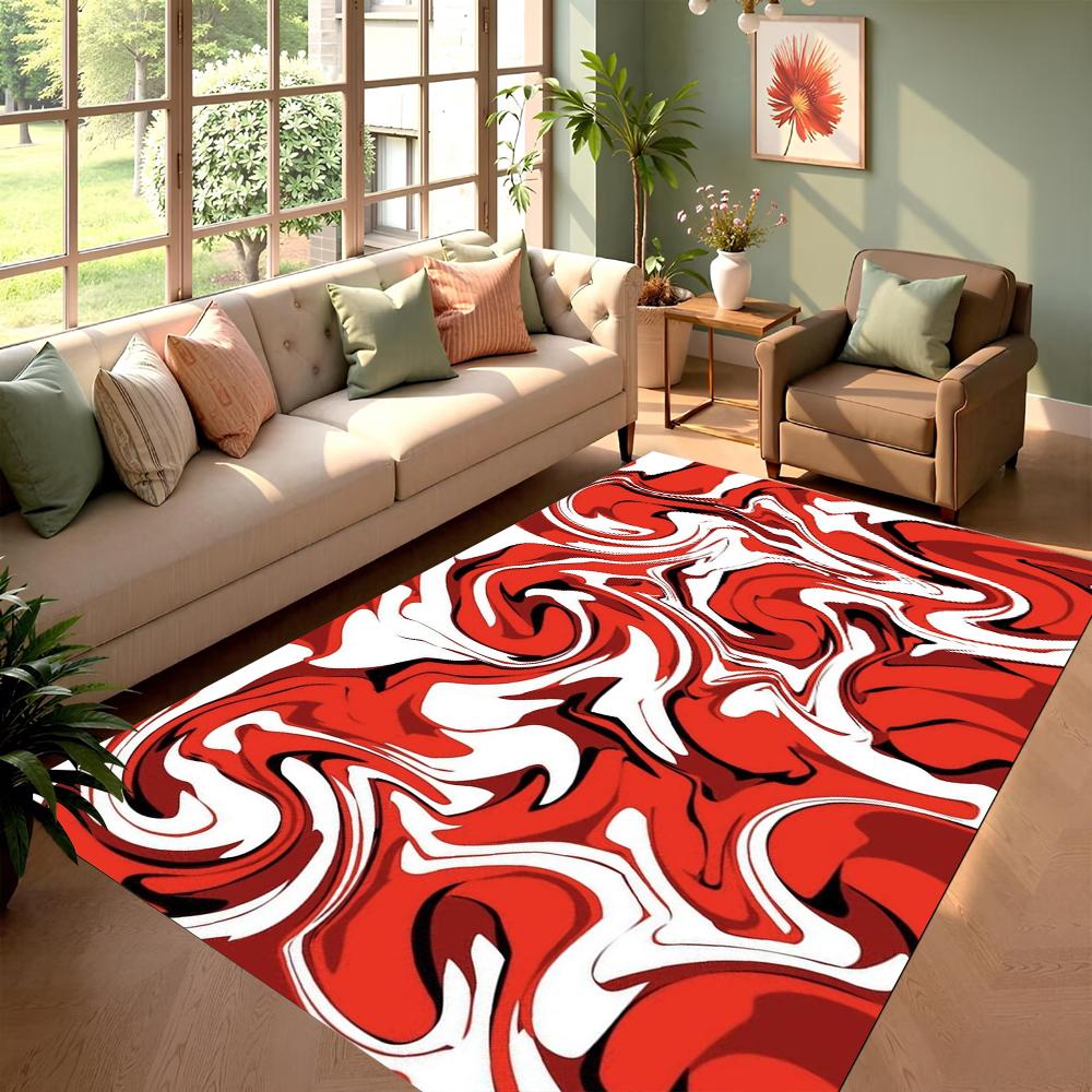 Psychedelic Wave Area Rug Living Room Carpet Bold Color Contrast Design Soft Durable Home Decor Art Trend Multiple Styles