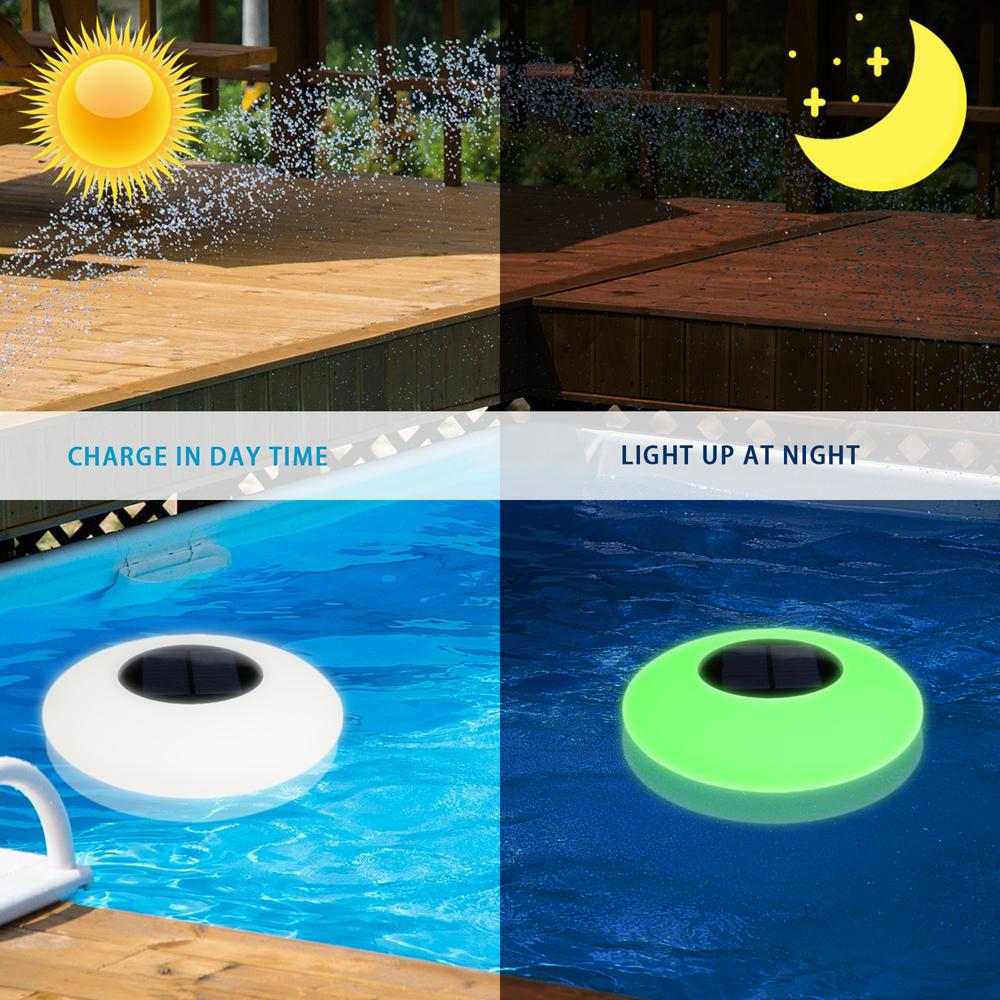Solar Floats Pool Light IP67 Wodoodporne światło trawnikowe Kolorowe oświetlenie LED Ambient Light Wsparcie 16 kolorów 4