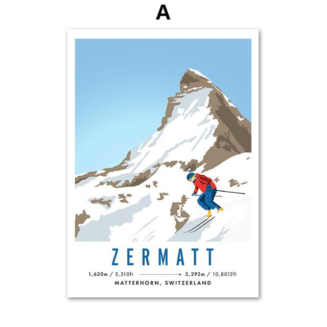 

Плакат всемирно известного горнолыжного курорта Тинь Аспен Вербье Авориаз Настенная картина Печать на холсте Картина для гостиной Домашний декор Cuadro 21x30cm No Framed