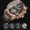 POEDAGAR Tourbillon Automatic Mechanical Wristwatch Waterproof Luminous Date Week Leather Men Watch