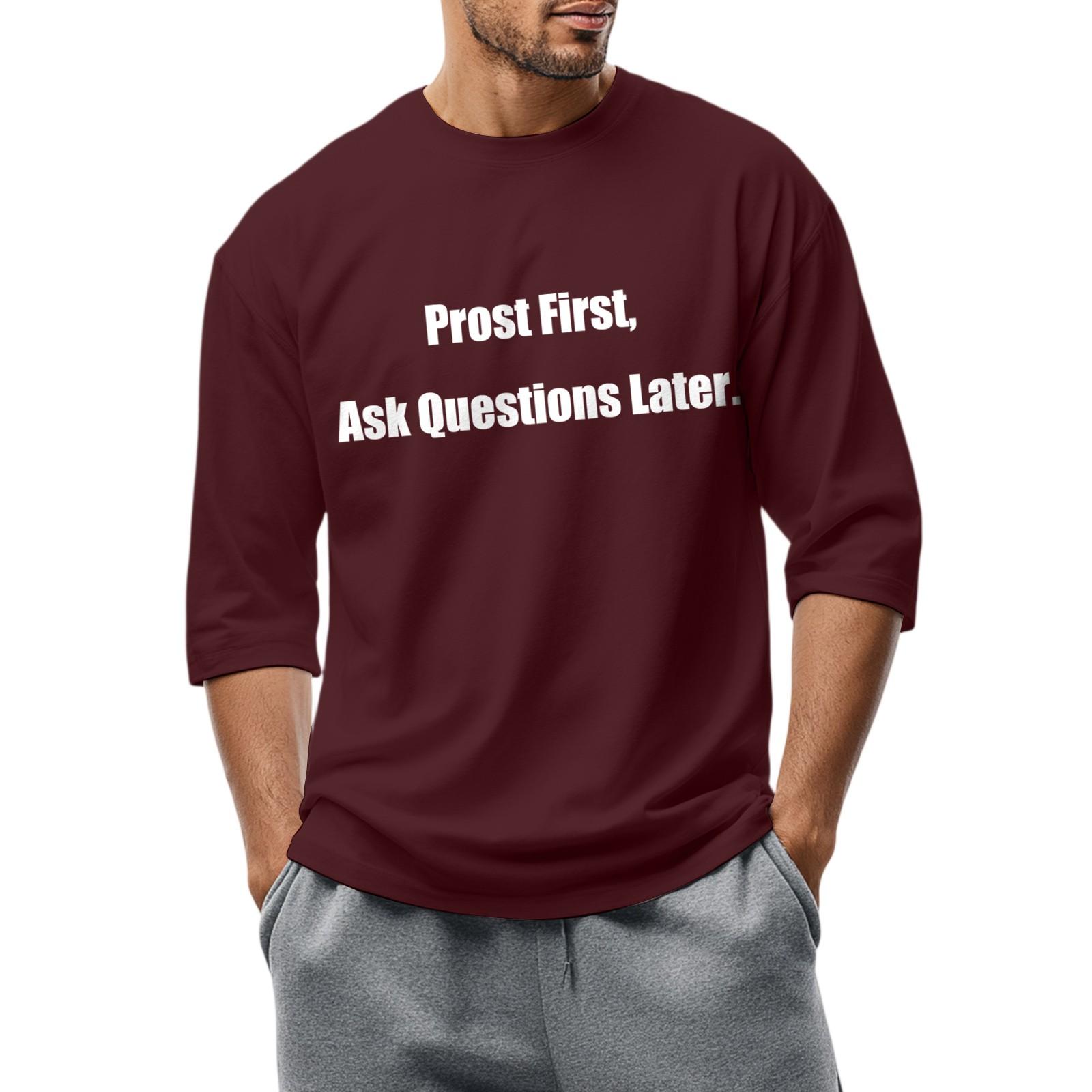 

Мужская модная повседневная футболка с круглым вырезом и рукавом три четверти XXL винный