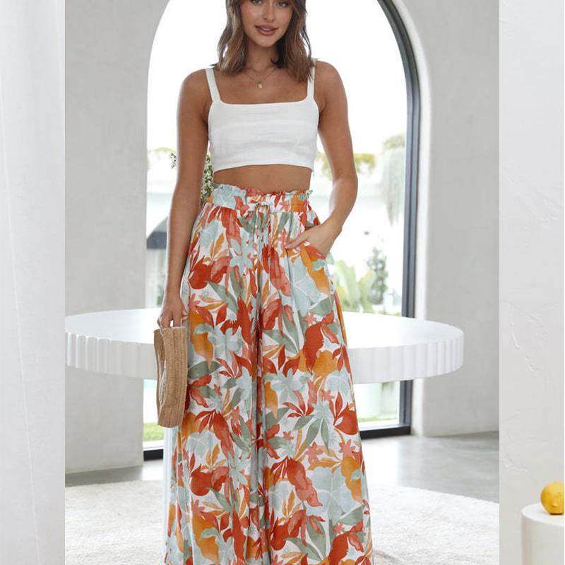 Summer Women Trousers, Casual Wide Leg Trousers, Loose Casual Fashion Trousers Women