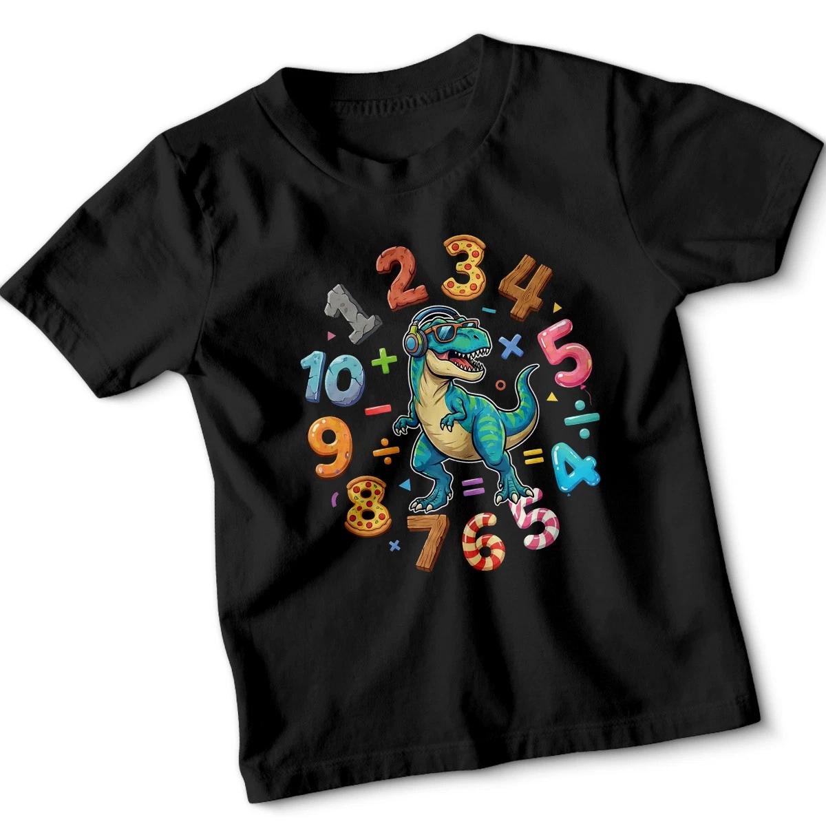 T Rex Dinosaur Math Numbers Education Boys Kids T Shirt Cool Learning Top 140