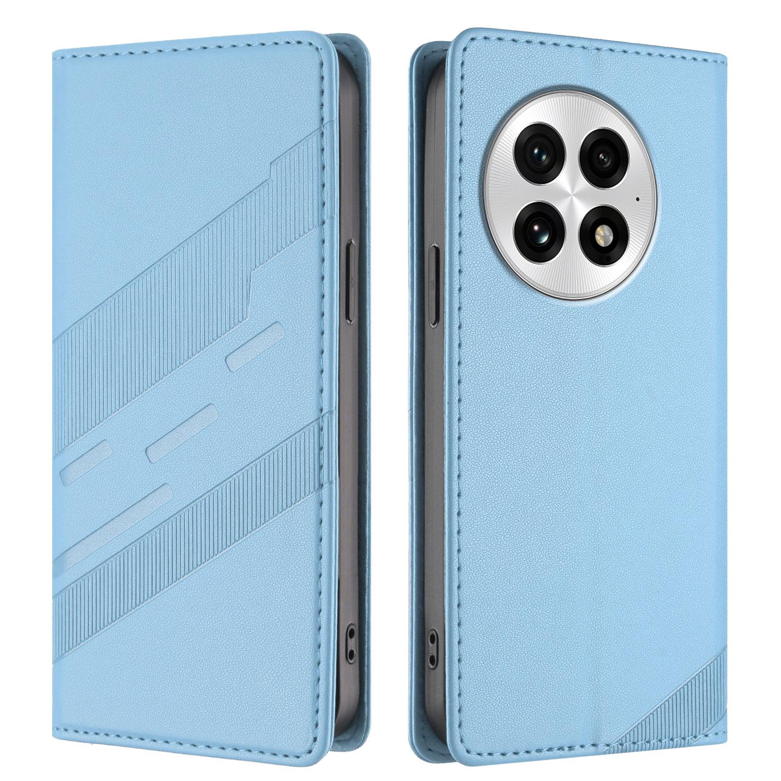 

For OnePlus 13 Phone Cases Punk Style Imprinted Wallet Stand Leather Cover Baby Blue