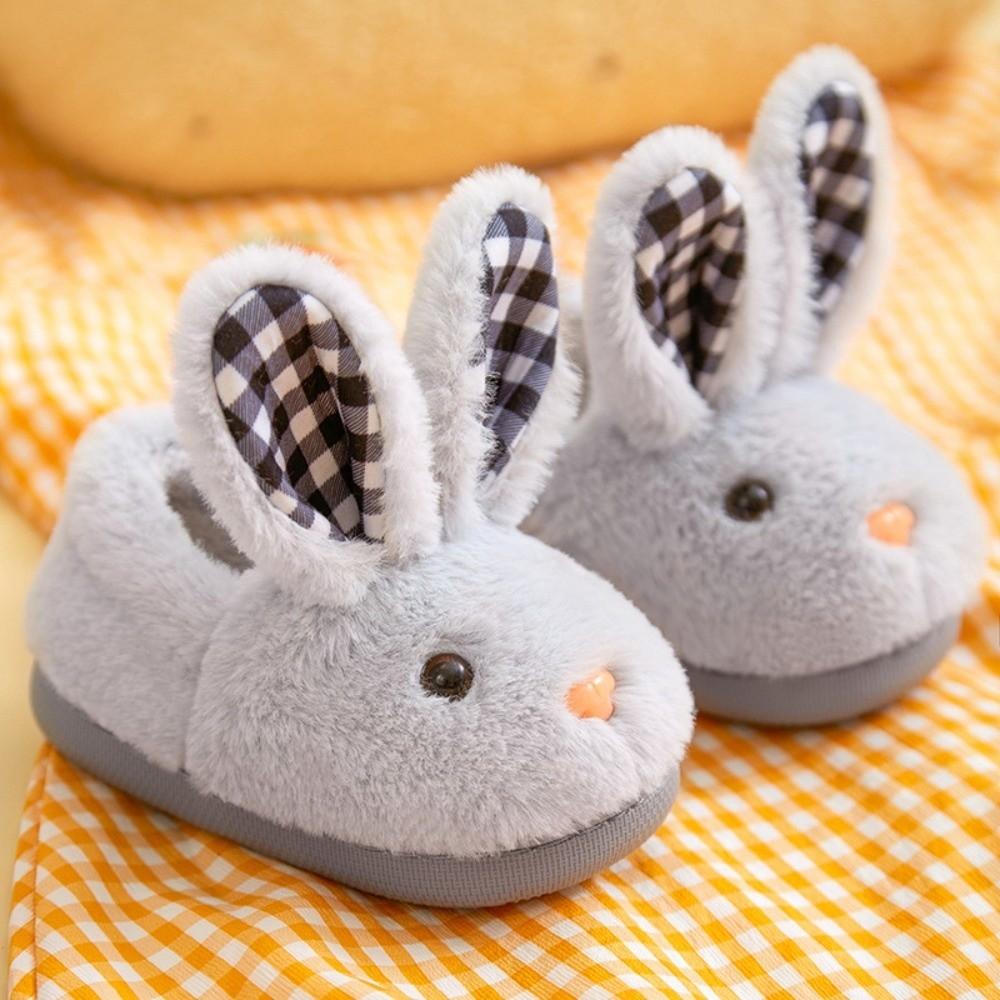 

Warm Children Indoor Slippers Cotton Cartoon Rabbit Slippers Cute Plush Footwear Winter Season 24-25inside15cm сірий