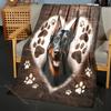 Heart-shaped Paw Print Design Pattern Blanket Flannel Material Soft Warm for All Seasons, Home Outdoor Camping Picnics RV