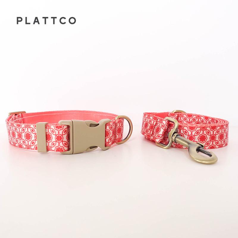 PLATTCO Polyester Printed Dog Collar & Leash Set PDC344 S