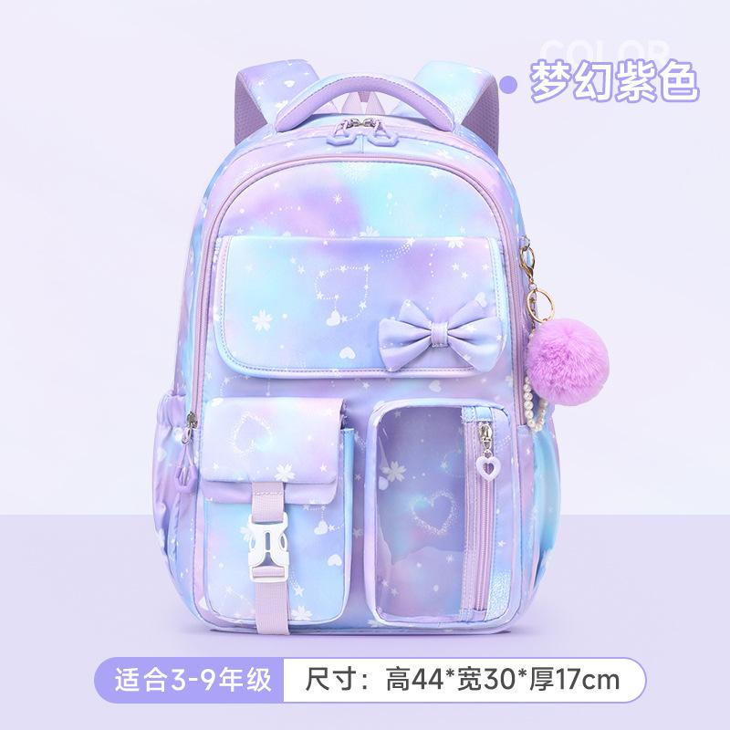 3pecs/set Elementary Bow School Bags Large Capacity Cute Backpack for Junior High School Girls with Pencil Case Lunch Box Set