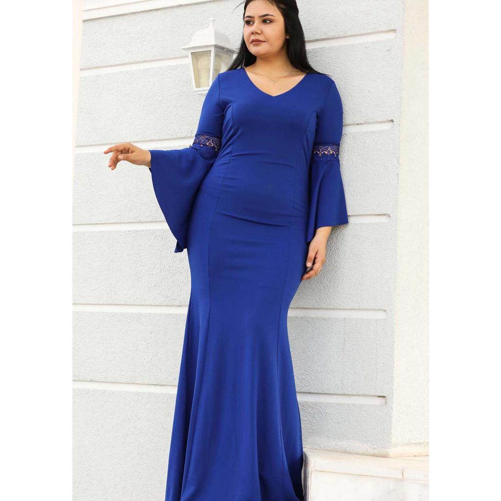 Plus Size Frilly Sleeve Evening Dress 