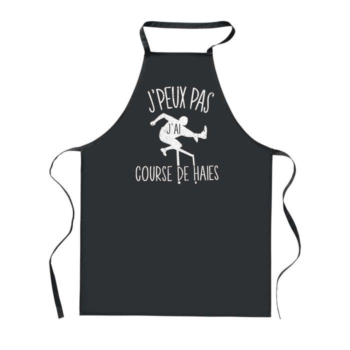 Tablier de cuisine - PLANETEE - J'peux Pas Course de Haies - Noir - 90x60 cm - Impression Bretonne