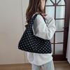Women Simple Polka Dot Corduroy Underarm Tote Bag Casual Versatile Single Shoulder Handbag