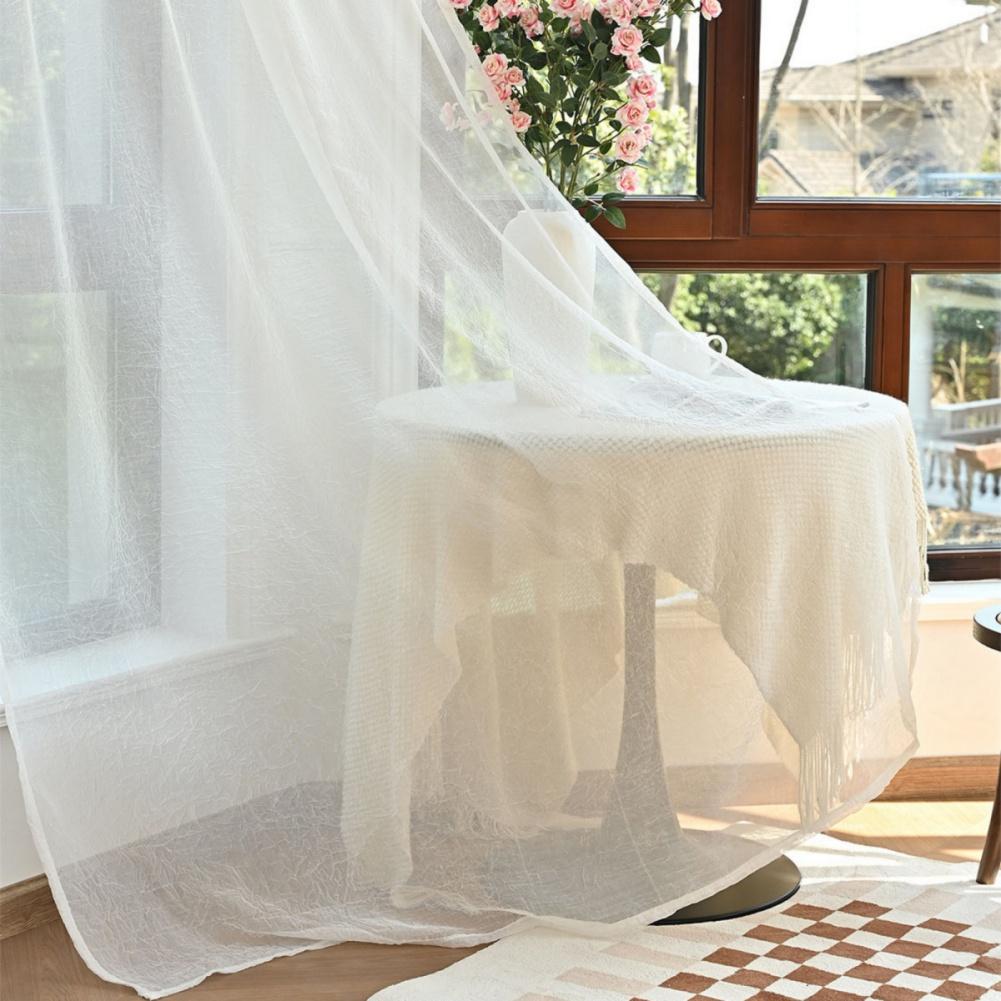 2 Panel Bohemian Floral Tulip Sheer Curtains Drape Set 100*250cm Lightweight Polyester Rod Pocket Easy Installation Curtains