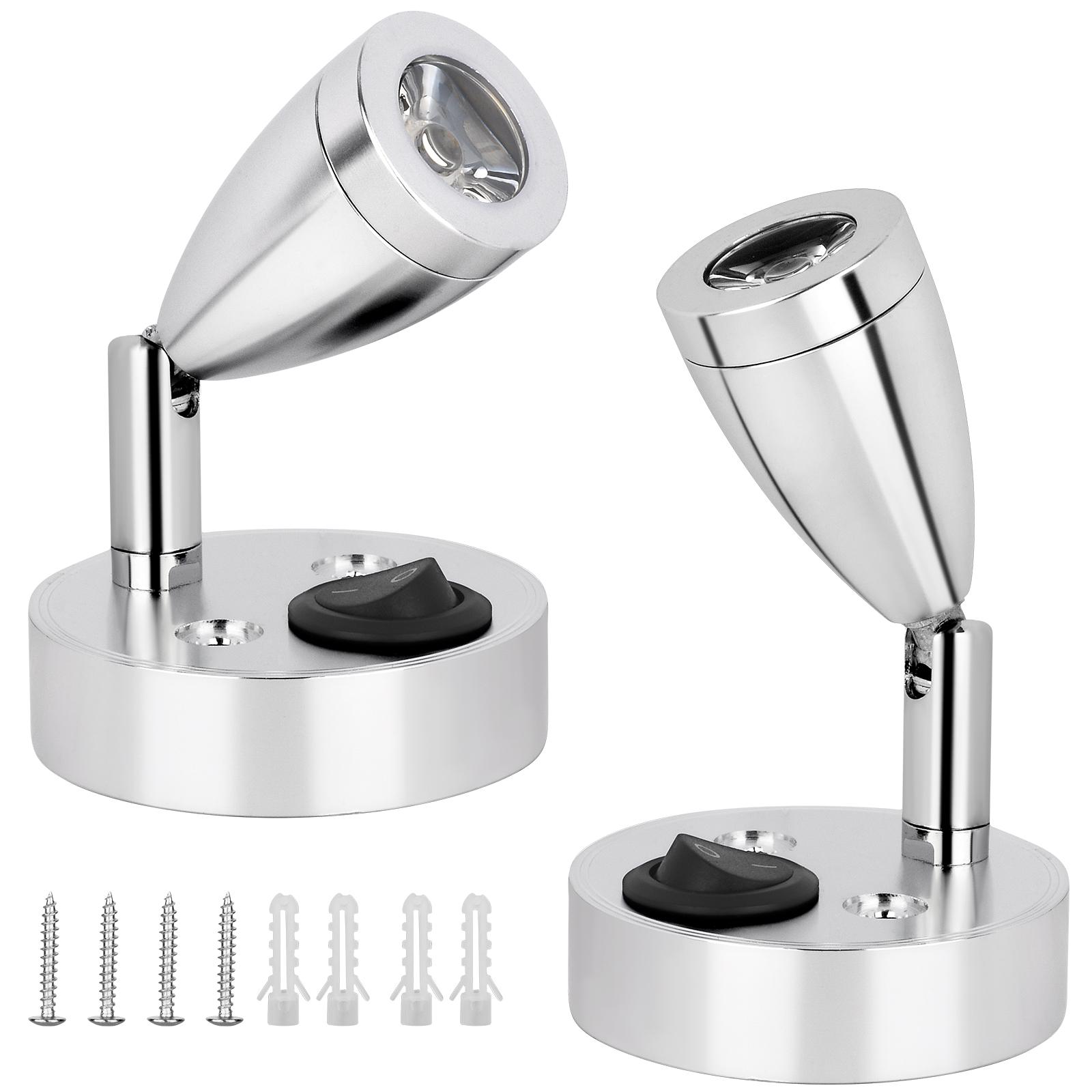 

2 шт. 12 В 3 Вт 3000 К теплый белый светодиодный точечный светильник для чтения, прикроватная лампа для лодки, настенная лампа для кемпинга, прицепа, дома, каравана, освещения для интерьера лодки