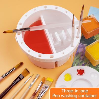 Multi-Function Pen Wash Bucket Set 3in 1 Palette Paintbrush Cleaning Bucket Pen Holder Art Painting Artist Hand Wash Pen Palette