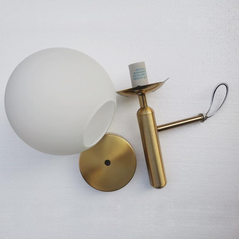 Modern Wall Lamp Simple Living Room Bedroom Wall Mounted Glass Lampshade Sconces Iron Lighting Fixture Aisle Stair Wall Light