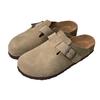 Boken Women's 2025 Autumn Genuine Leather Cork Bottom Suede Closed-Toe Mule Slippers